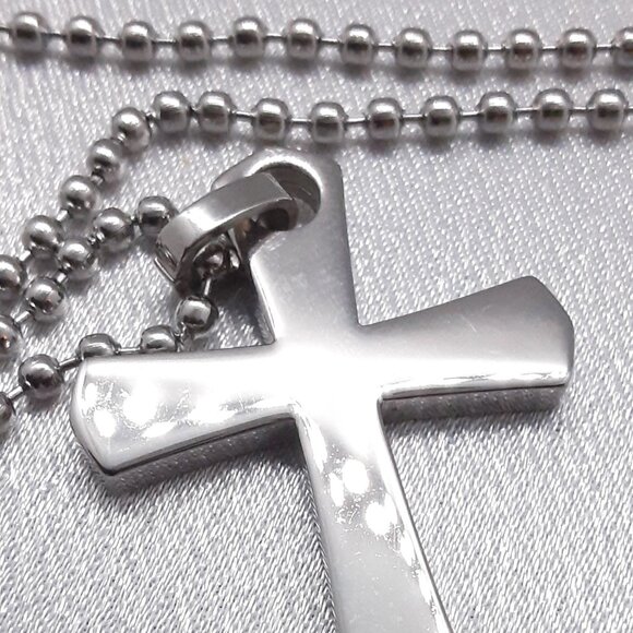 NEW Stuller Stainless steel cross necklace - Picture 2 of 11